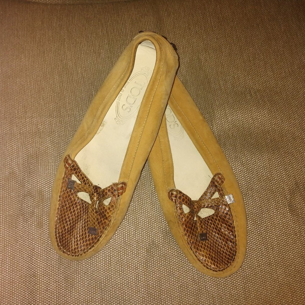 ❤️TOD'S Tan Suede Moccasin Driving Loafers Shoes Sz 9 1/2